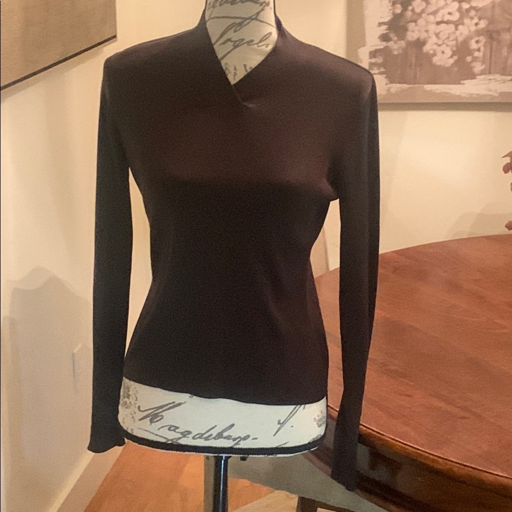Ann Taylor Black Fitted Long Sleeve Top